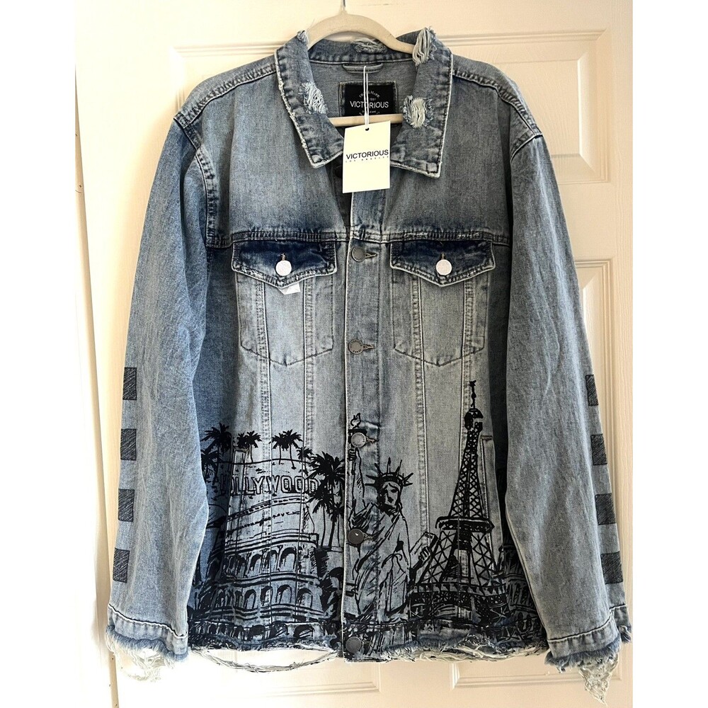 Victorious World Tour Denim Jacket 2XL  distressed grunge Streetwear  DK220 NWT